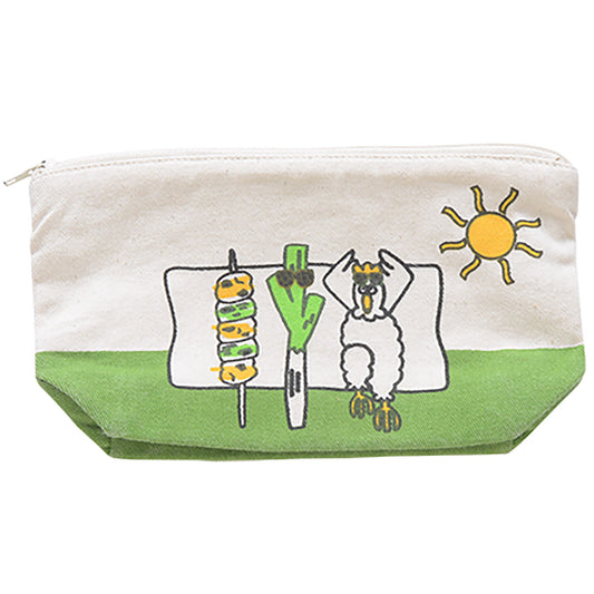 香蔥雞肉串造型收納小包|幽默趣味 × 內袋附設|棉布拉鍊包|18×10cm