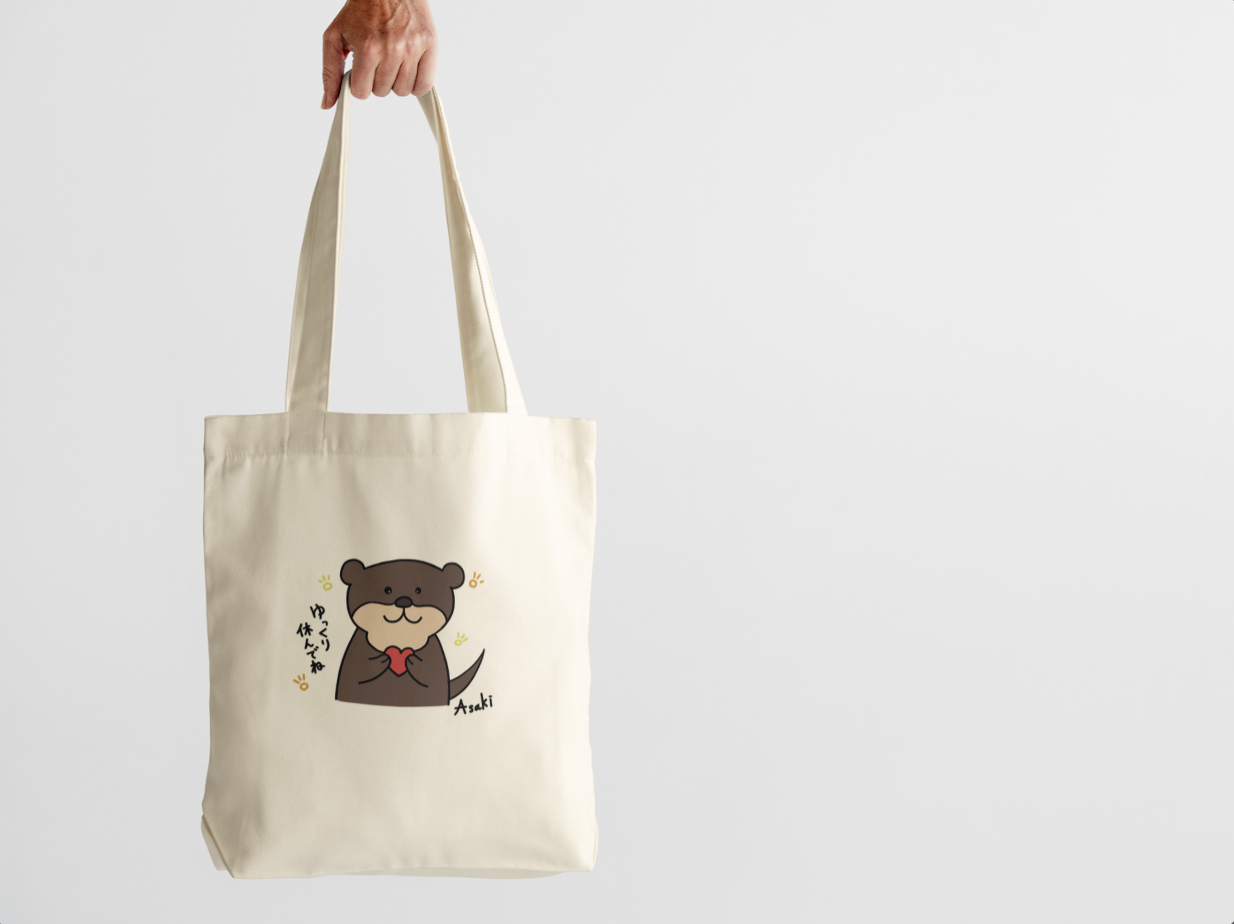 【約10天出貨】好好休息水獺帆布袋|ゆっくり休んでねカワウソ|溫柔療癒 × 悠閒可愛主題插圖|本大屋原創設計