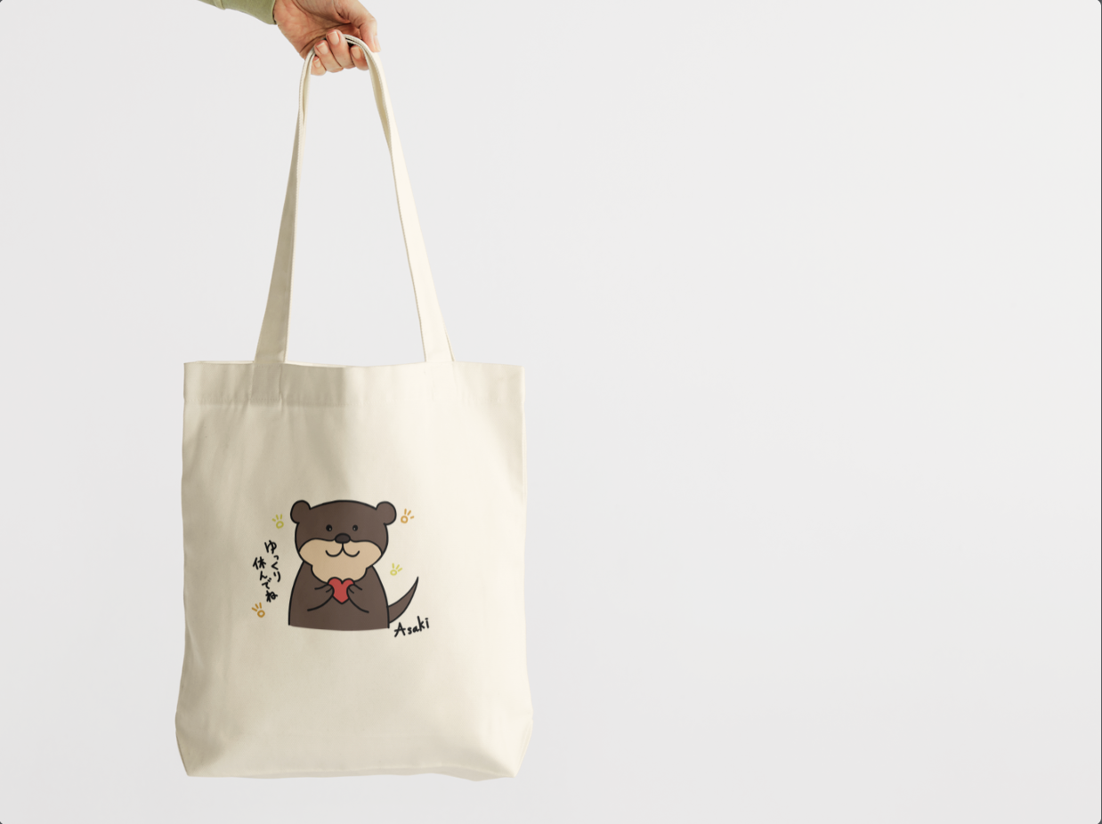 【約10天出貨】好好休息水獺帆布袋|ゆっくり休んでねカワウソ|溫柔療癒 × 悠閒可愛主題插圖|本大屋原創設計