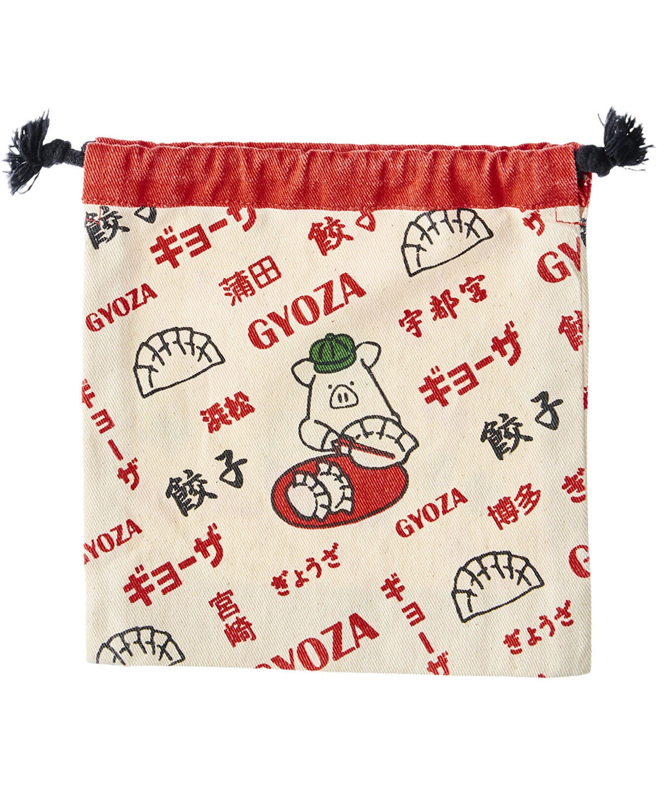 餃子造型束口收納袋｜趣味圖案 × 棉布小物袋｜16×17cm