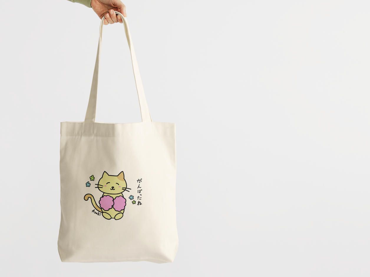 【預購約10天出貨】辛苦了喵帆布袋｜がんばったねねこ｜溫柔三毛貓插圖 × 陪伴療癒系｜本大屋原創設計